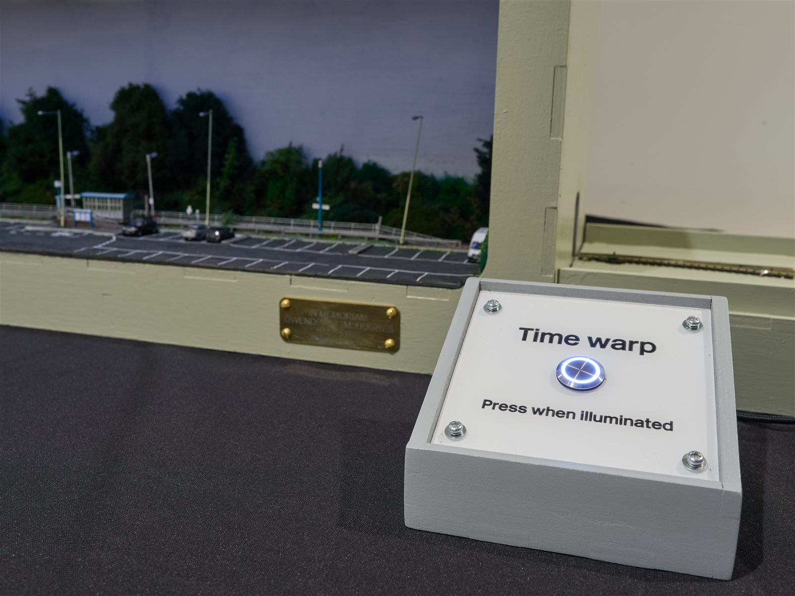 Interactive Time Warp button box on the front of the Maesteg layout
